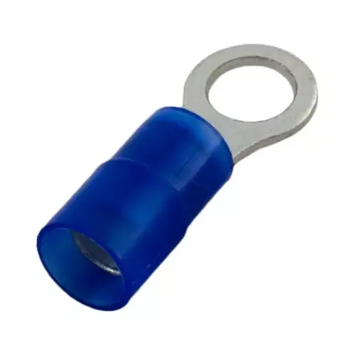 (100/Pack) Insulated Ring Terminals Blue 16-14 Ga Stud 1/4″ – UNITR1414-100