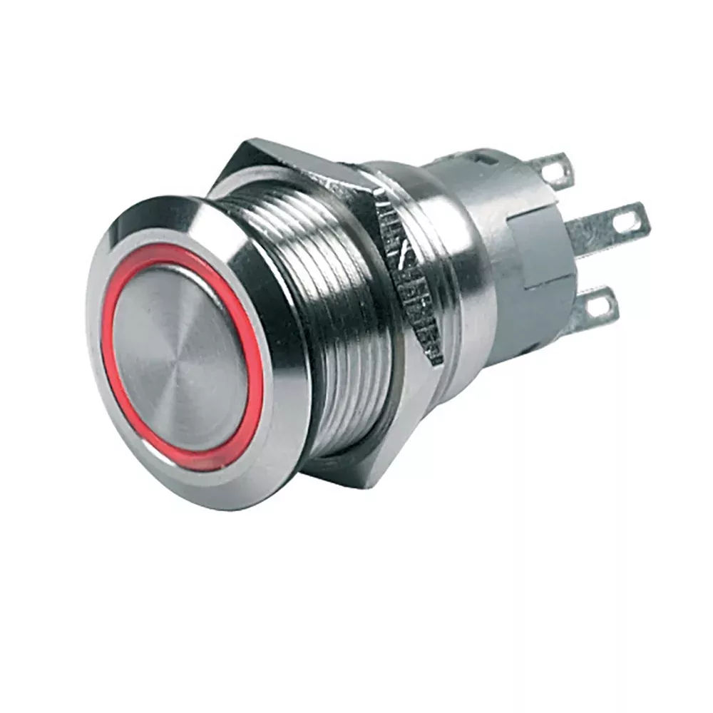 BEP Push-Button Switch 12V Momentary On/Off - Red LED 80-511-0002-00