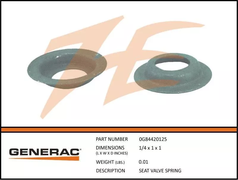 Generac 0G84420125 SEAT Valve SPRING Dropshipped from Manufacturer