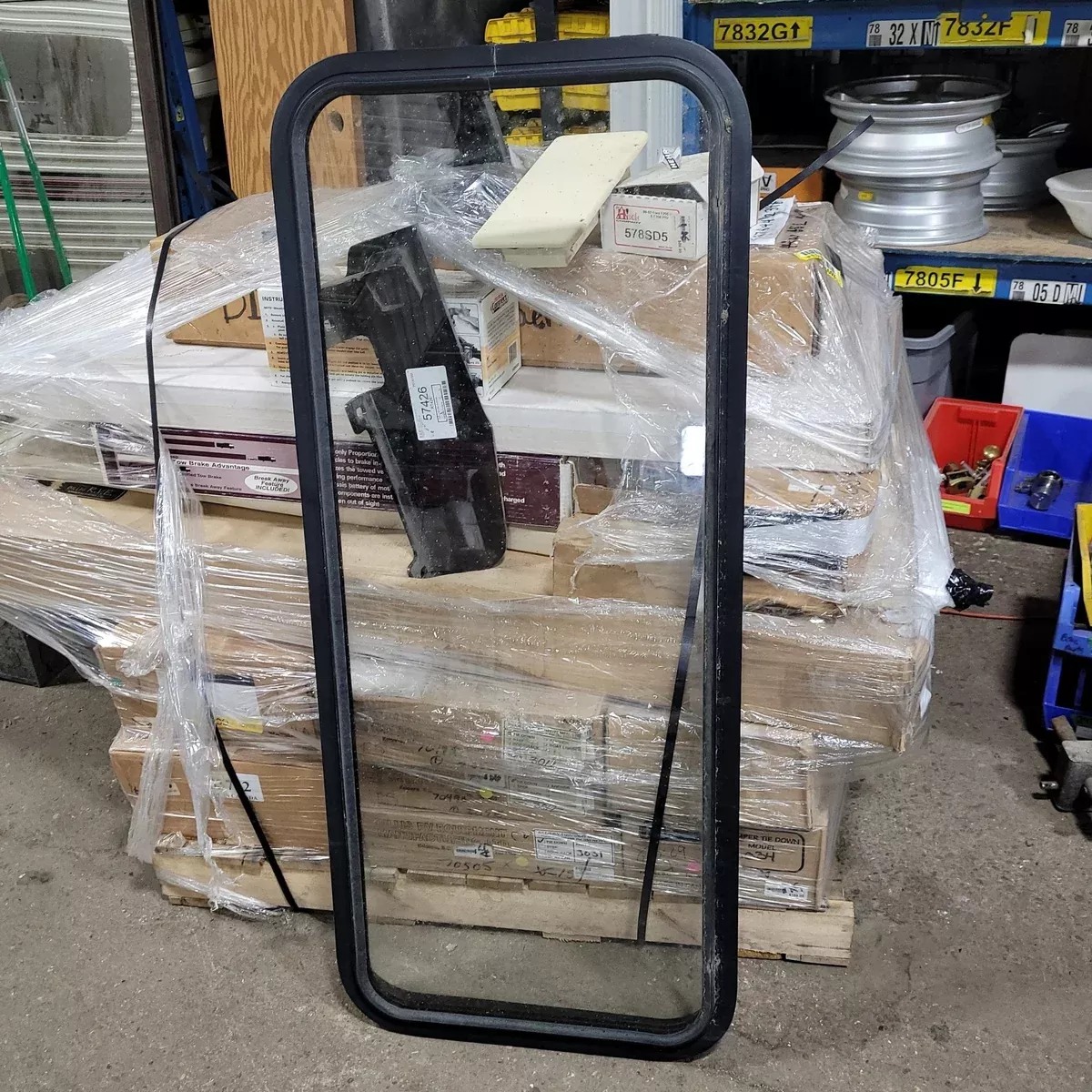 Used Black Radius Non-Opening Window : 20 1/4 X 48 1/4″ X 2″ D
