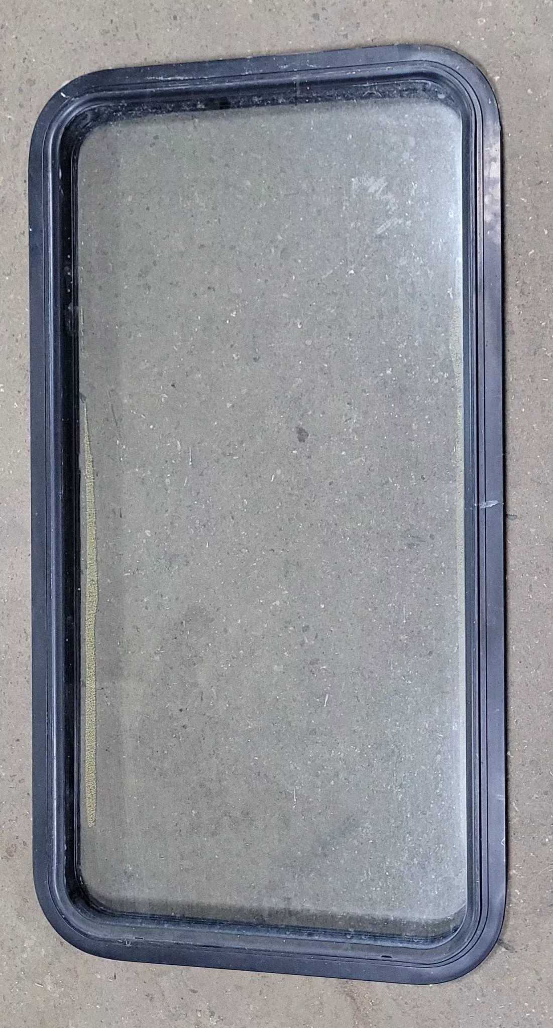 Used Black Radius Non-Opening Window : 22″ W X 42 1/4″ H X 2″ D