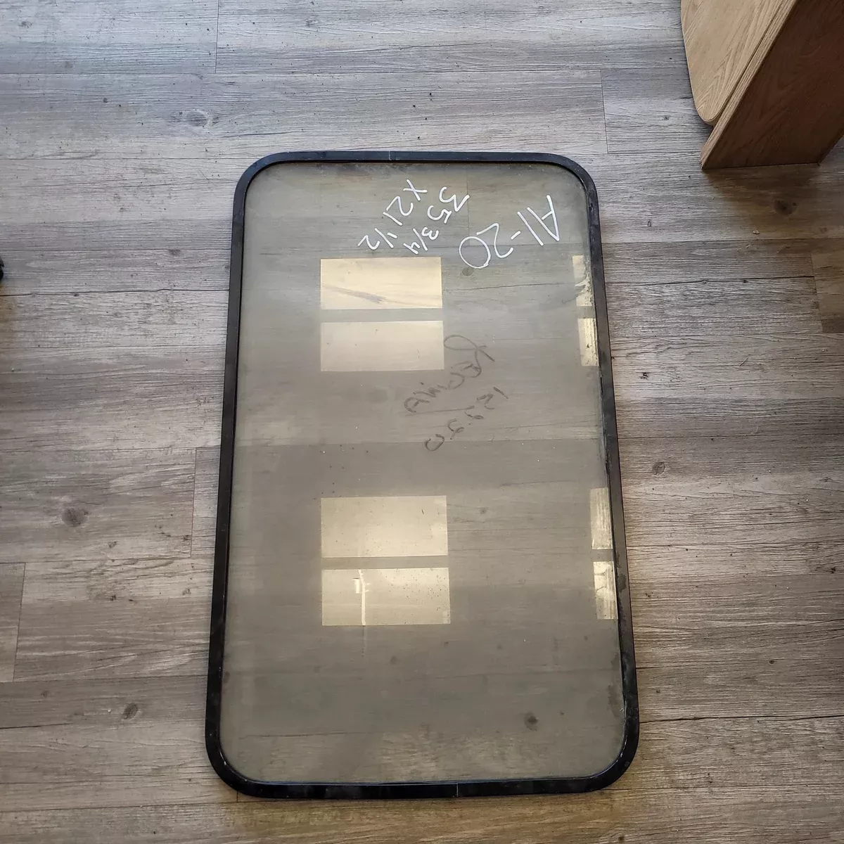 Used Black Radius Non-Opening Window : 35 3/4 X 21 1/2 X 1″ D