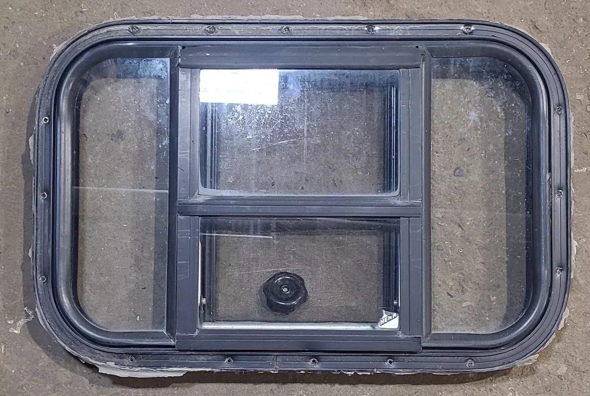 Used Black Radius Opening Window : 24 3/4" W x 16" H x 1 3/8" D