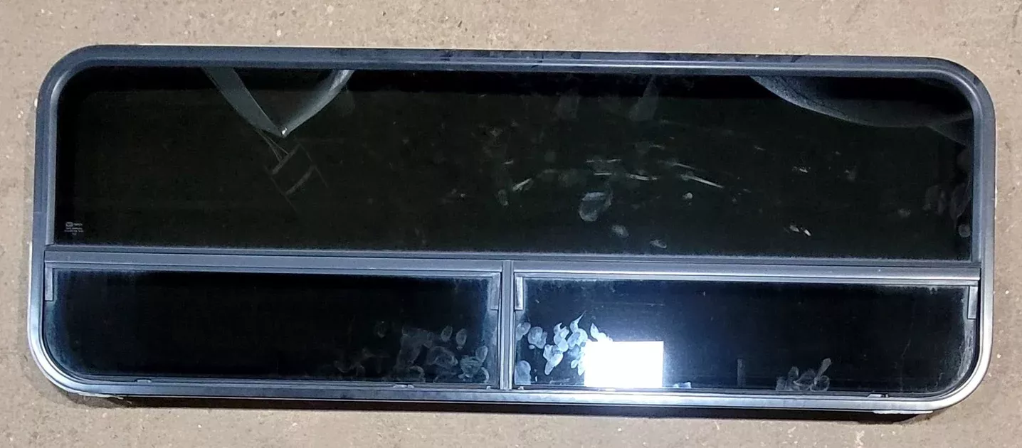 Used Black Radius Opening Window : 57 1/2″ W x 20 1/4″ H x 1″ D