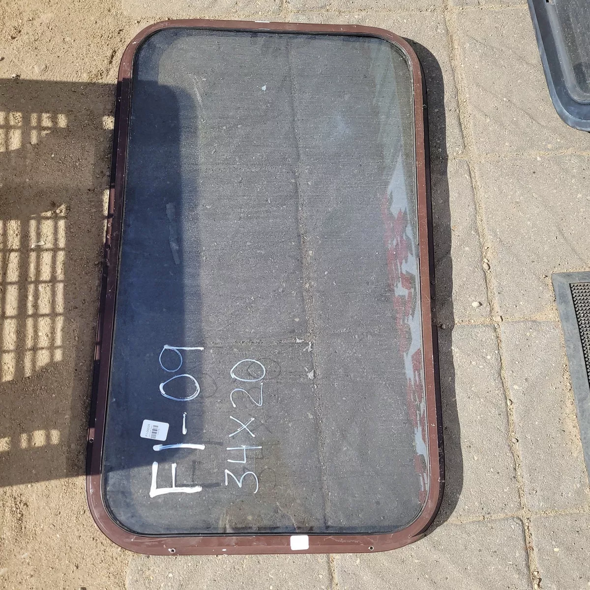 Used Brown Radius Non-Opening Window : 34 X 20 X 2″ D