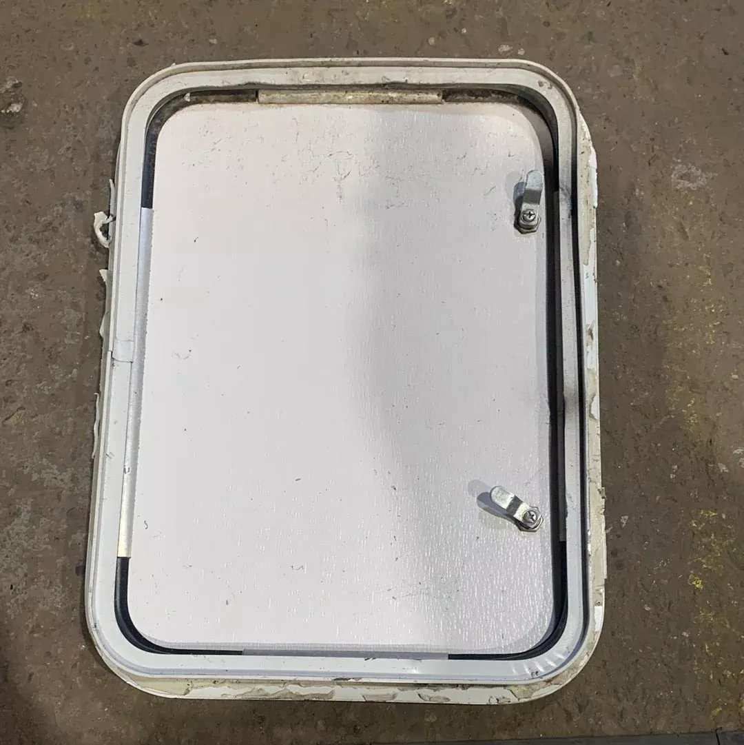 Used Radius Cornered Battery/Propane Cargo Door 22 3/8″ x 16 3/4″ x 2 “D